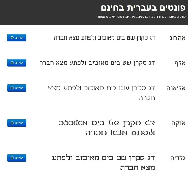 Hebrew Fonts - פונטים בעברית בחינם